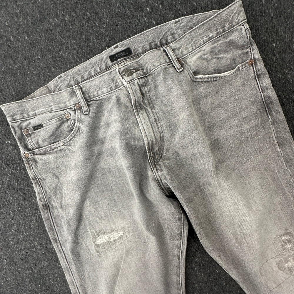 Polo Ralph Lauren Jeans Mens 40x32 Gray Sullivan Slim Distressed Denim grunge
